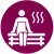 pictogram van een poppetje in handdoek op een saunabankje